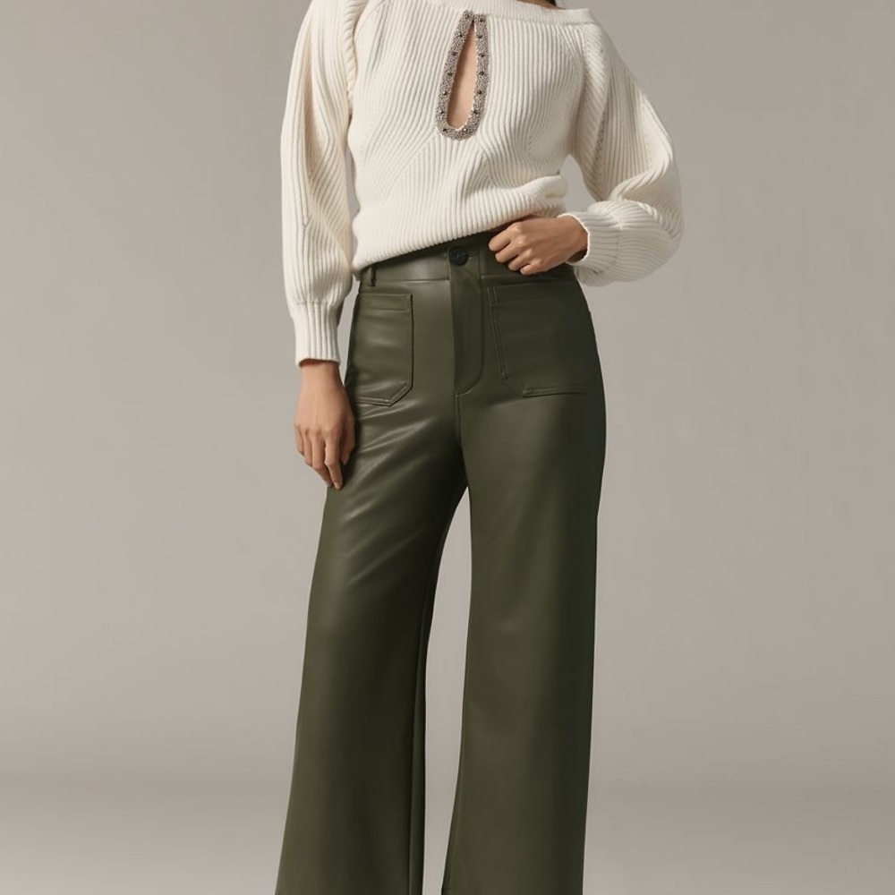 Anthropologie Maeve Colette faux leather pants in Holly size 32 Tall